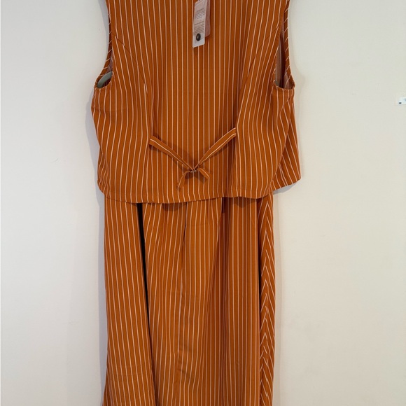 NWT XXL Striped Pumpkin Spice Orange Vest Maxi Skirt Set Plus Size Fall Fashion - Picture 7 of 16